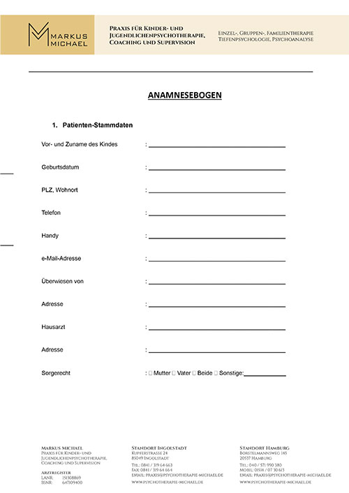 Markus Michael Kinder-und Jugendlichenpsychotherapie Ingolstadt / Hamburg